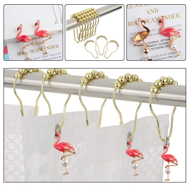 ZILucky Set of 12 Flamingo Shower Curtain Hooks Decorative Home Bathroom Stainless Steel Rustproof Shower Curtain Rings Decor Accessories (Flamingo) - Image 5